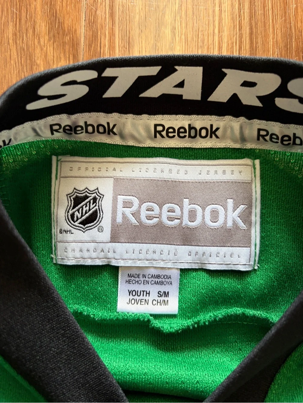 Reebok Green, White & Black Dallas Stars Hockey Jersey